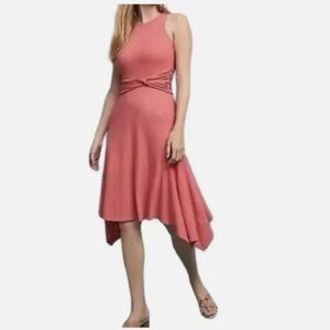 Anthropologie Ribbed Kingsolver Dress Womens Small Raspberry Handkerchief Hem